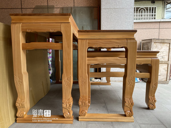 客製檜木精雕三層桌 7